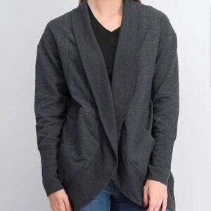 Eddie Bauer Heathered Charcoal/Dark grey Camp Fleece Wrap Cardigan Sweater M